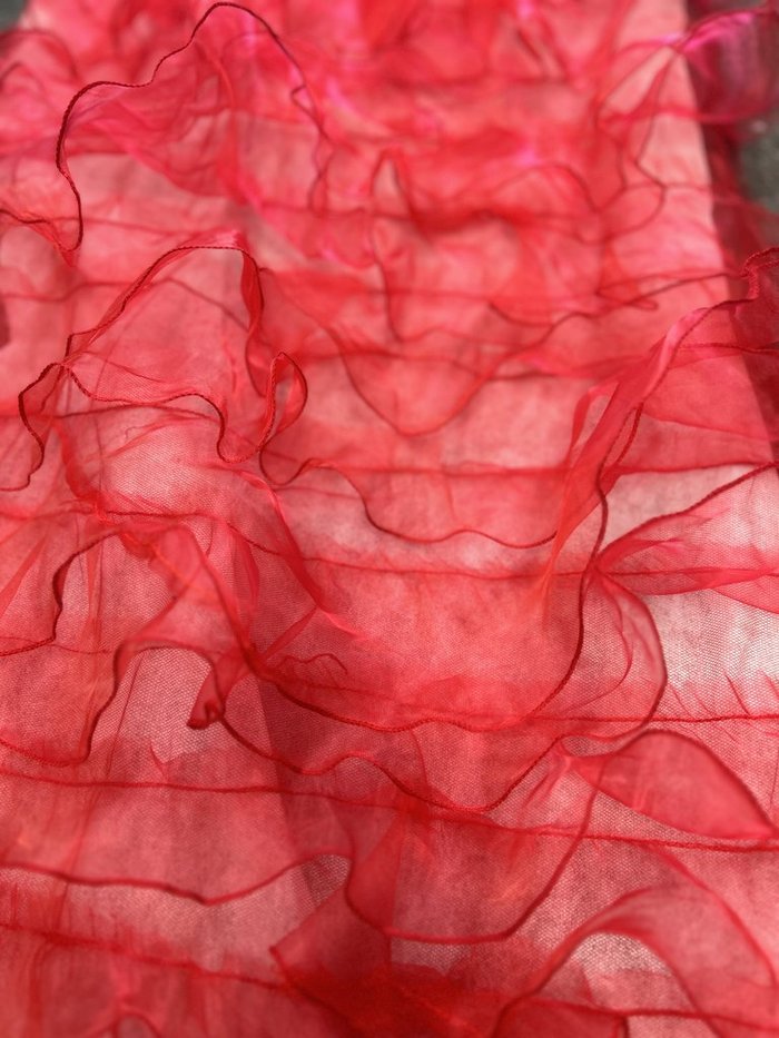 Organza Ruffled Mesh Fabric | Layered Ruffle Mesh Fabric | 57 Wide |  Multiple Colors 